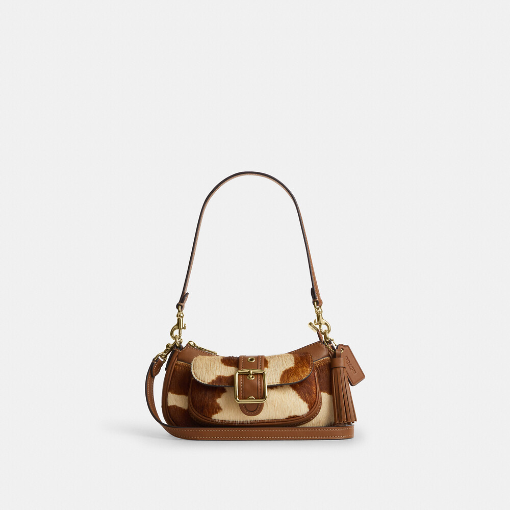 Coach Ashton Mini Shoulder Bag In Haircalf With Cow Print